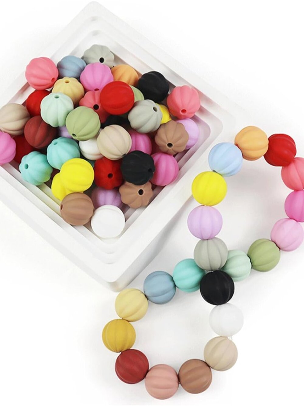 40PCS Pumpkin Silicone Beads Colorful Silicone Beads Bulk Spacer Beads Colorful
